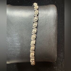 ✨ 925 Sterling Silver Floral Link Bracelet | Textured “Granulated” Design 11.25g